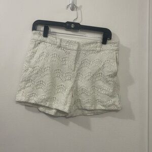 Off White Lace Loft Mini Shorts